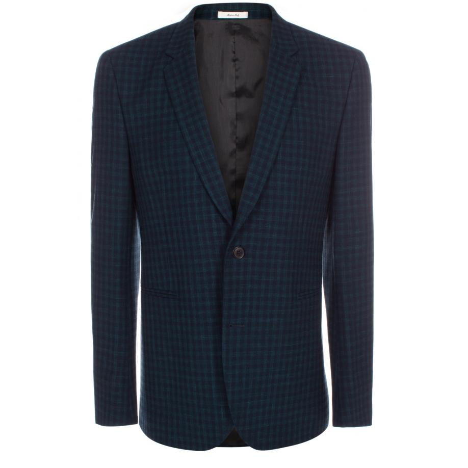Paul smith Men's Navy And Green Check Wool-linen Blazer in Green for ...