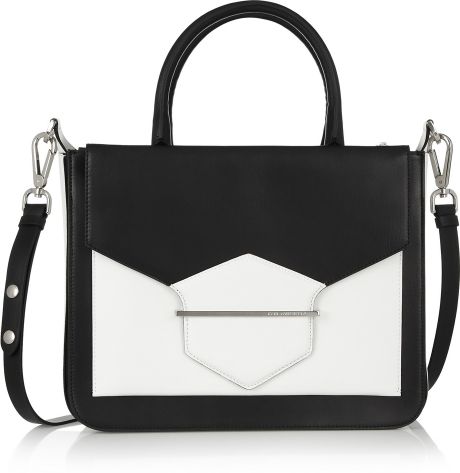 Karl Lagerfeld Khic Two-Tone Leather Shoulder Bag in White (Black) | Lyst