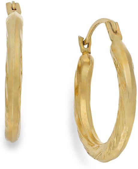 Macy's us Diamond-Cut Hoop Earrings In 10K Gold in Gold