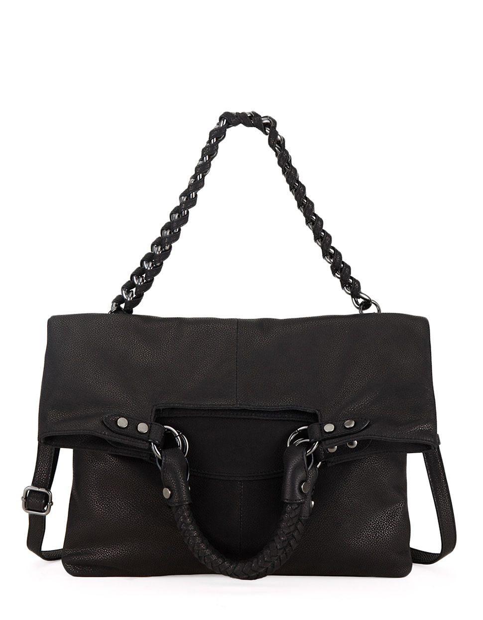 Lyst Elliott Lucca Iara Leather Foldover Crossbody Tote Bag In Black Gallery