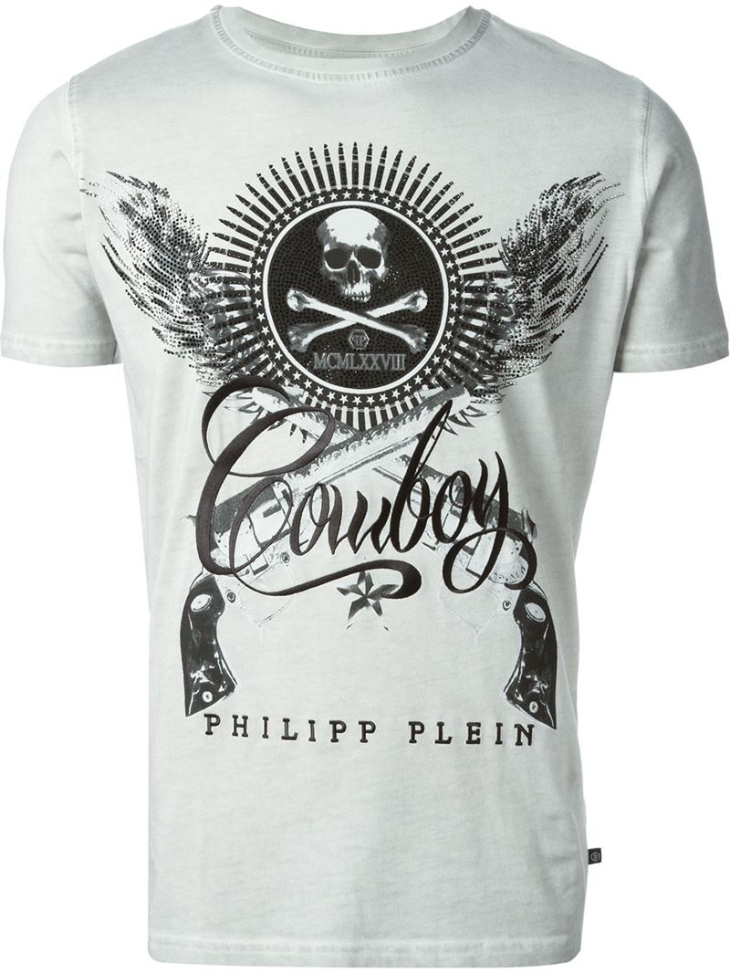 Philipp Plein Cowboy T-Shirt in Grey (Gray) for Men | Lyst