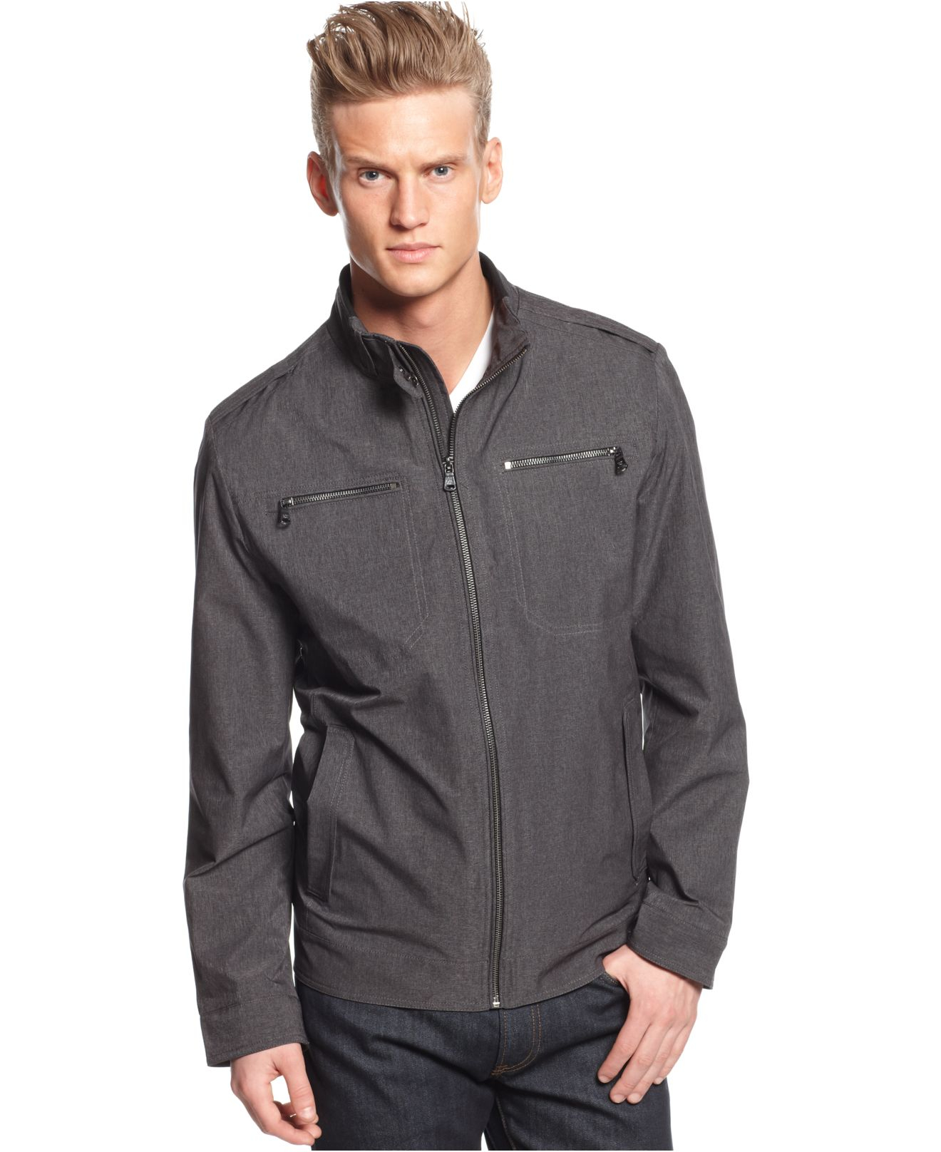 Calvin Klein Multi Pocket Jacket In Gray For Men Lyst Gallery Previously Sold At Macy S