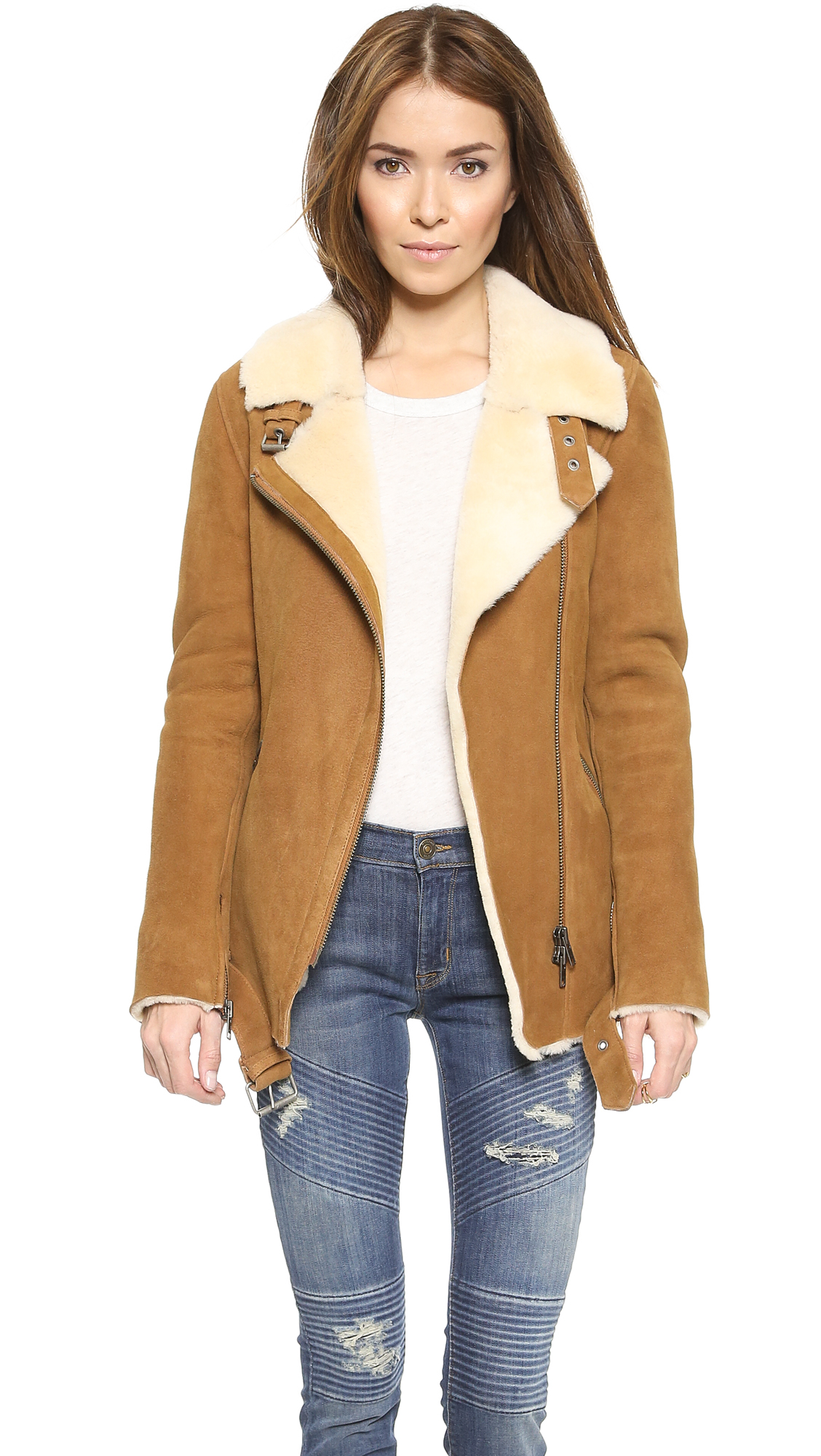 shearling suede coat