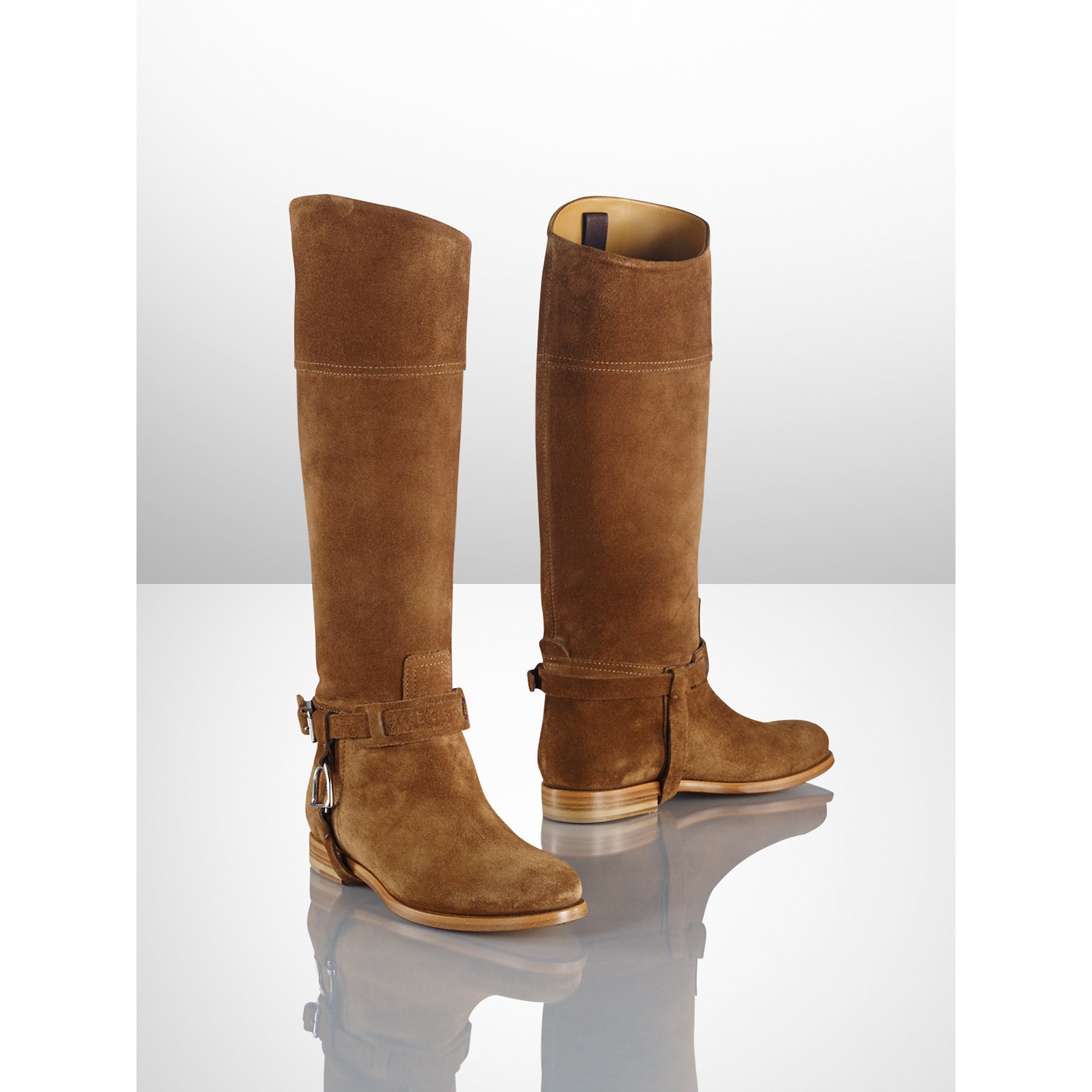 Ralph Lauren Collection Calf-suede Sage Riding Boot in Brown | Lyst