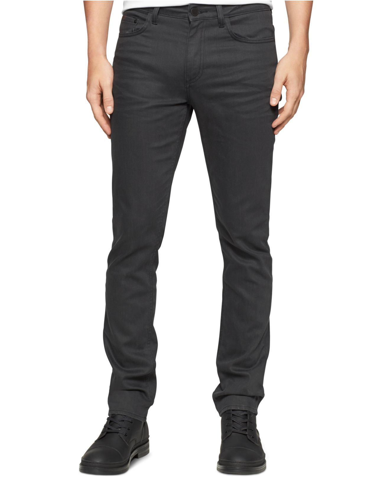 Calvin Klein Skinny-fit Clean Coated Jeans in Gray for Men - Lyst