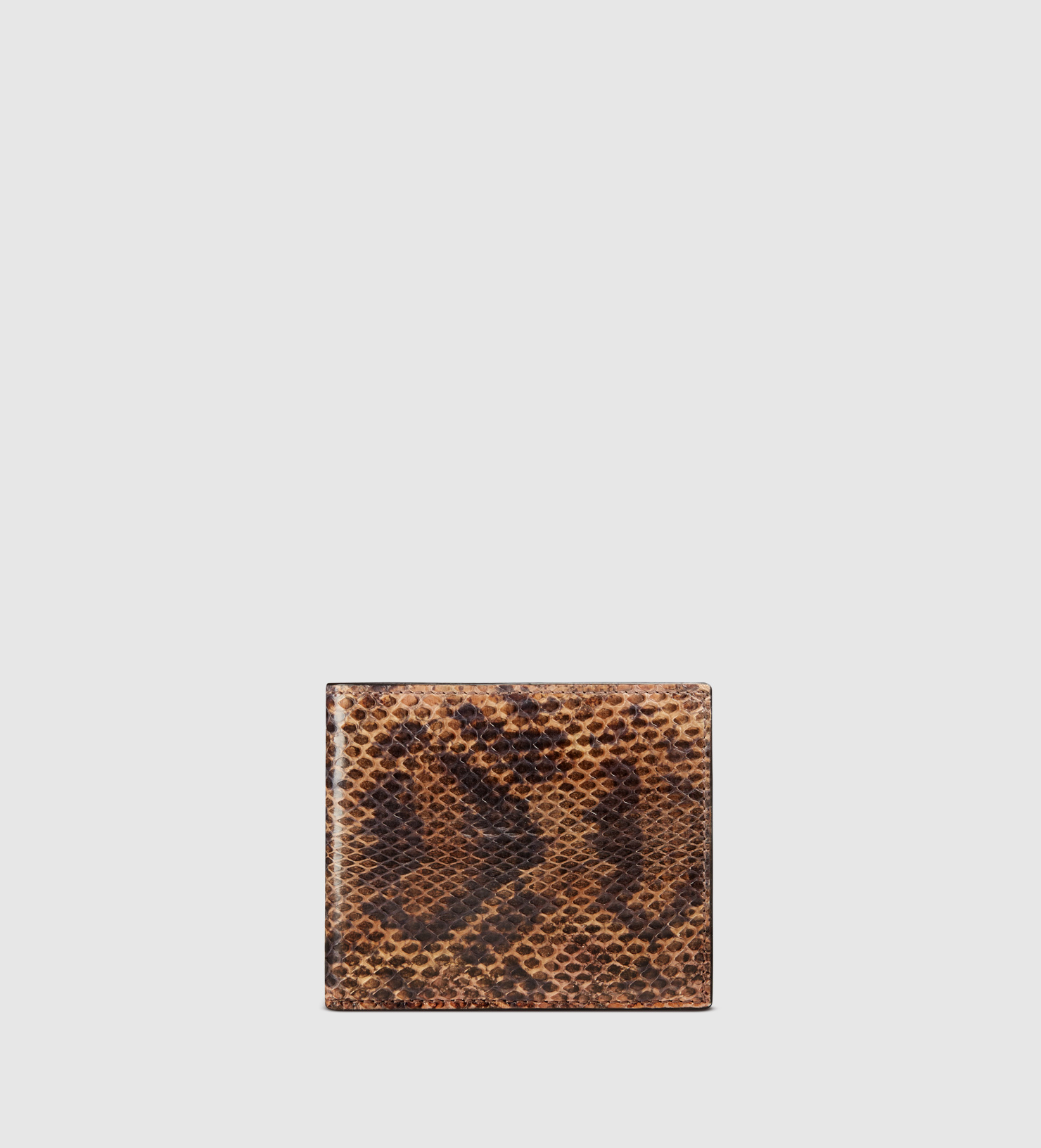 Gucci Snakeskin Bi-fold Wallet in Brown for Men - Lyst