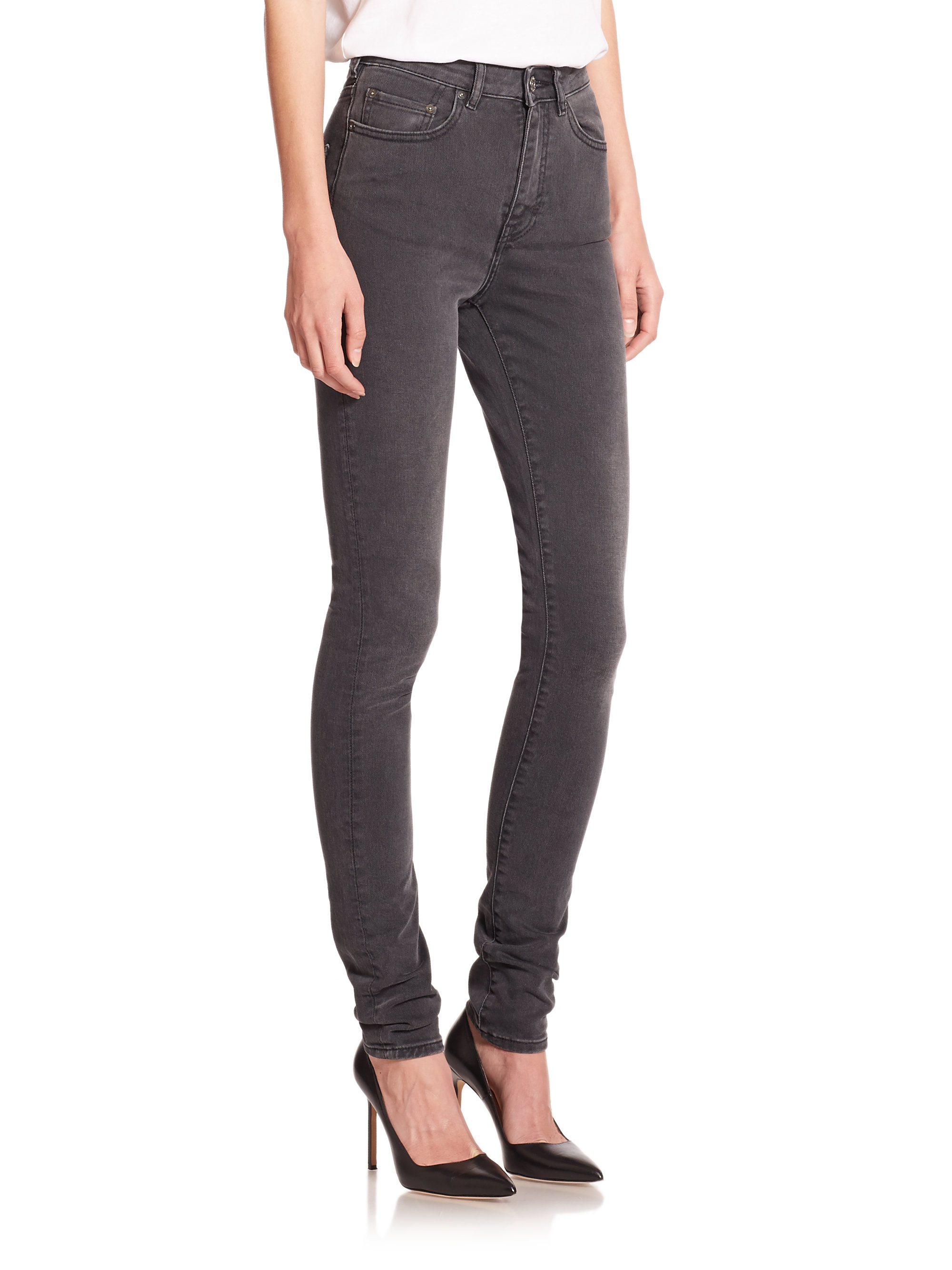 Acne Studios Pin High-rise Skinny Jeans in Gray - Lyst
