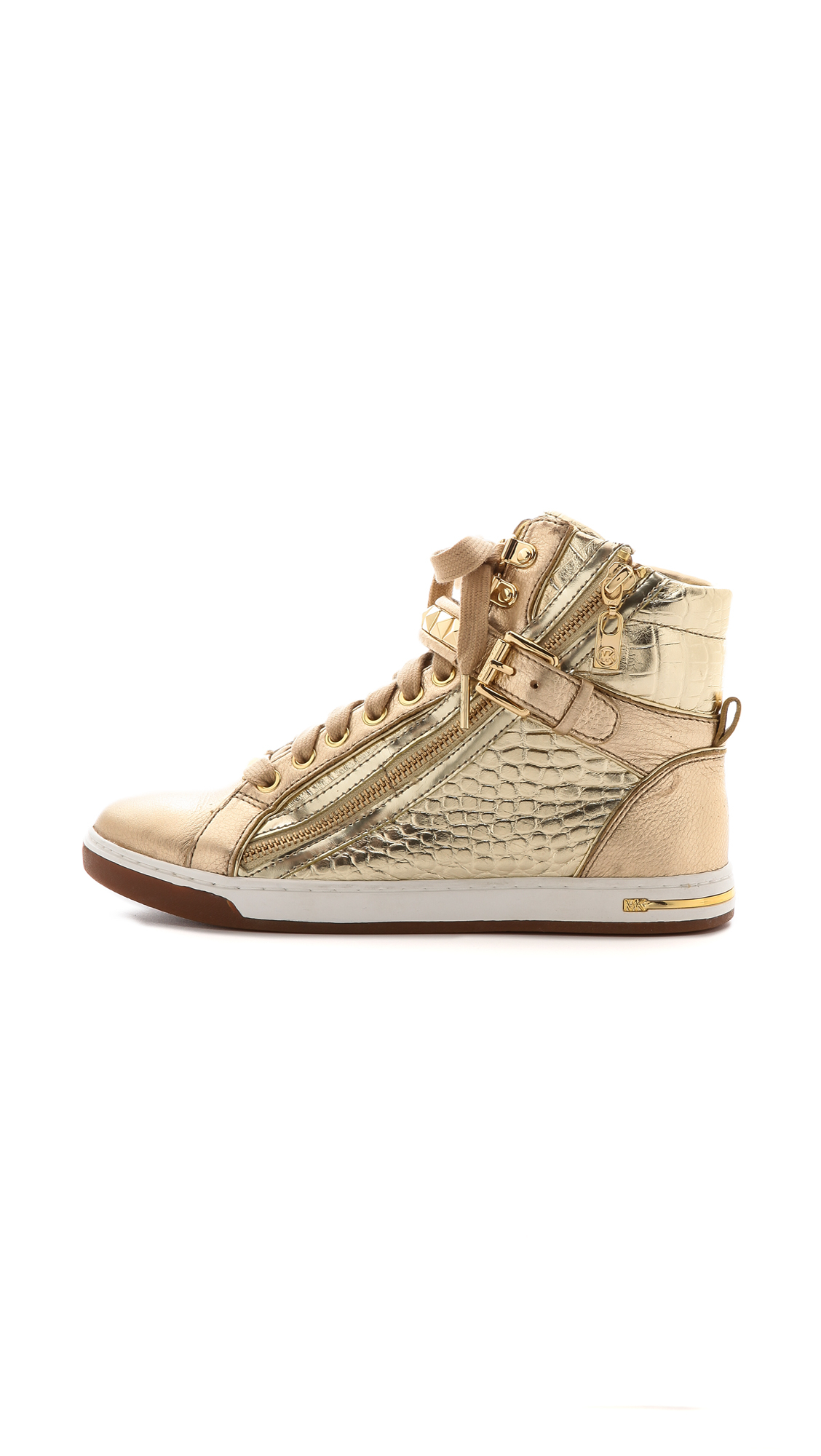 high top gold sneakers