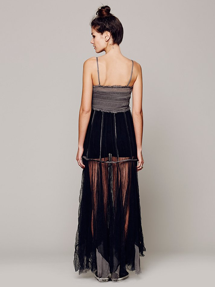 Free People Tulle Maxi Slip in Black | Lyst
