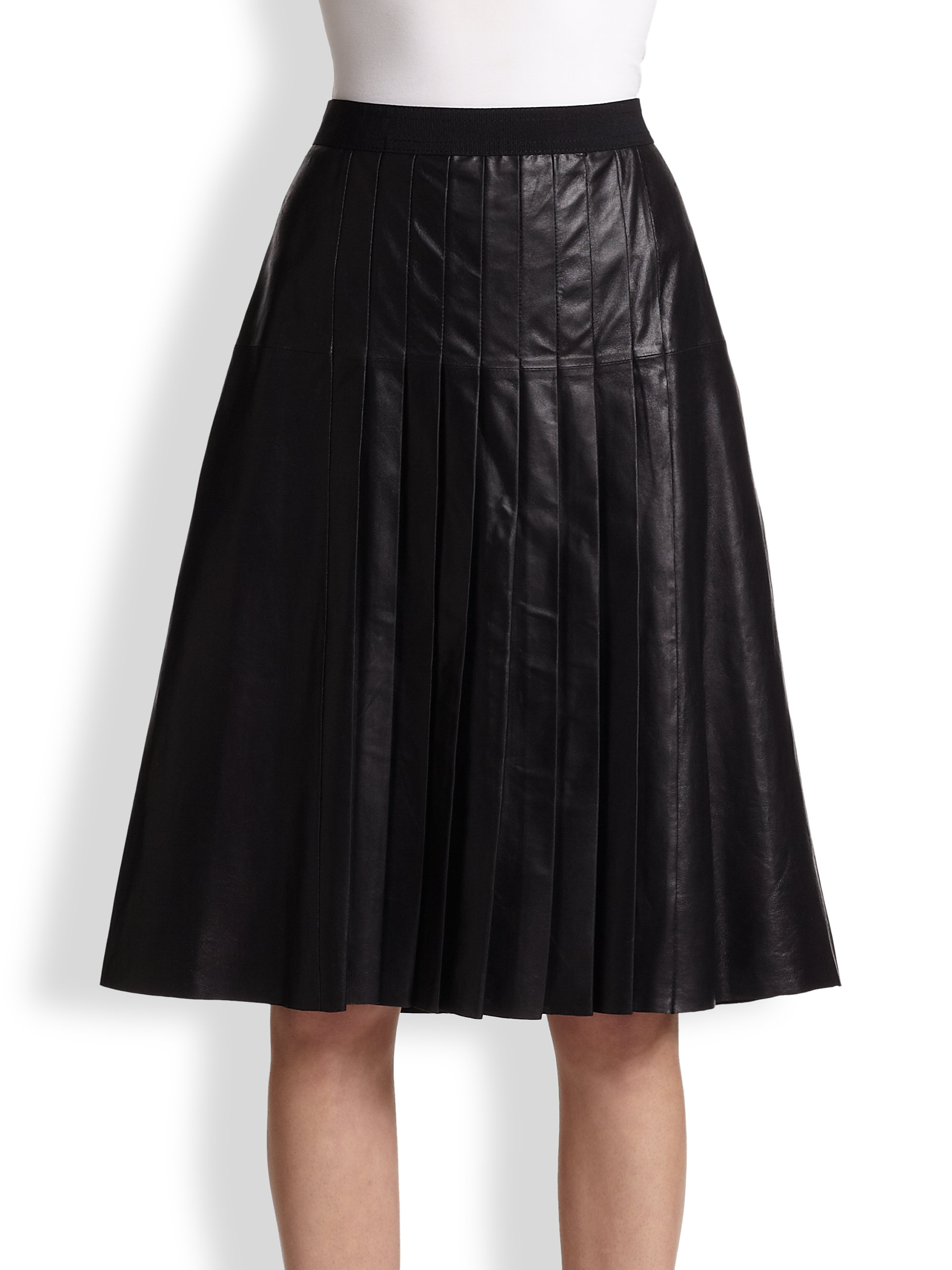leather pleated skirt a line