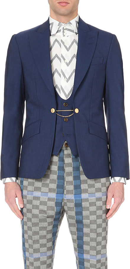 Vivienne Westwood Zigzag Wool Waistcoat Jacket In Blue For Men Lyst Gallery