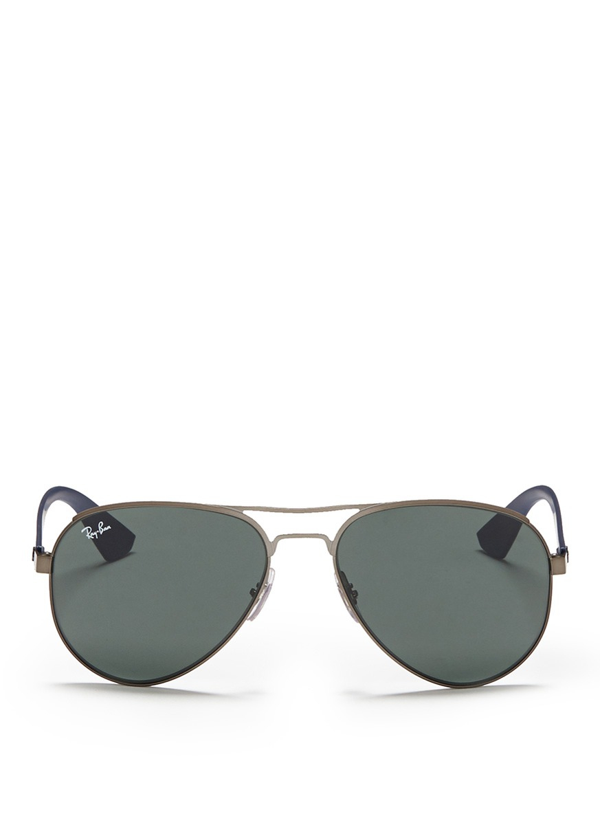 Ray-Ban Titanium Frame Plastic Temple Aviator Sunglasses in Grey (Gray ...