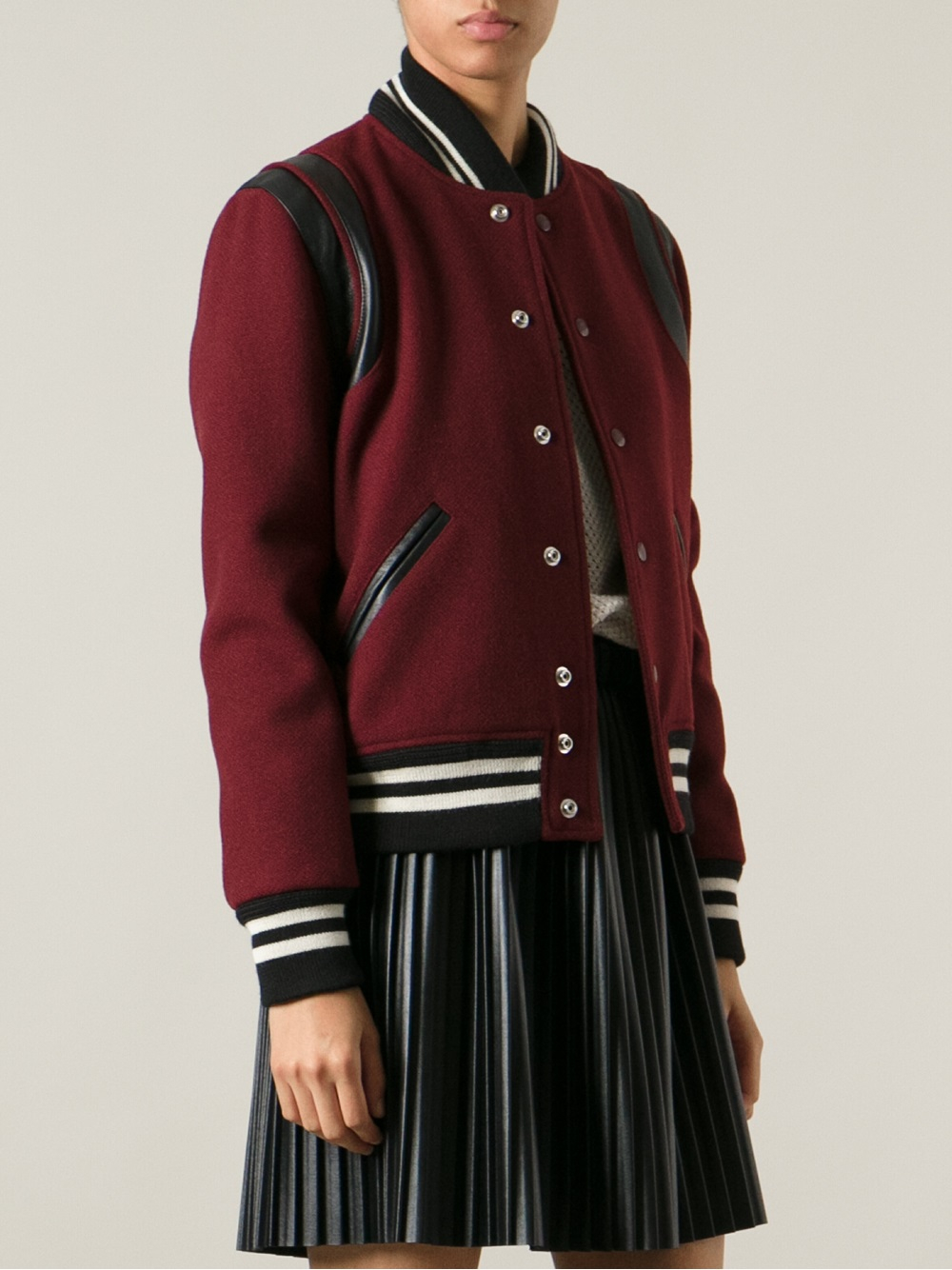 Saint Laurent Varsity Jacket in Red Lyst