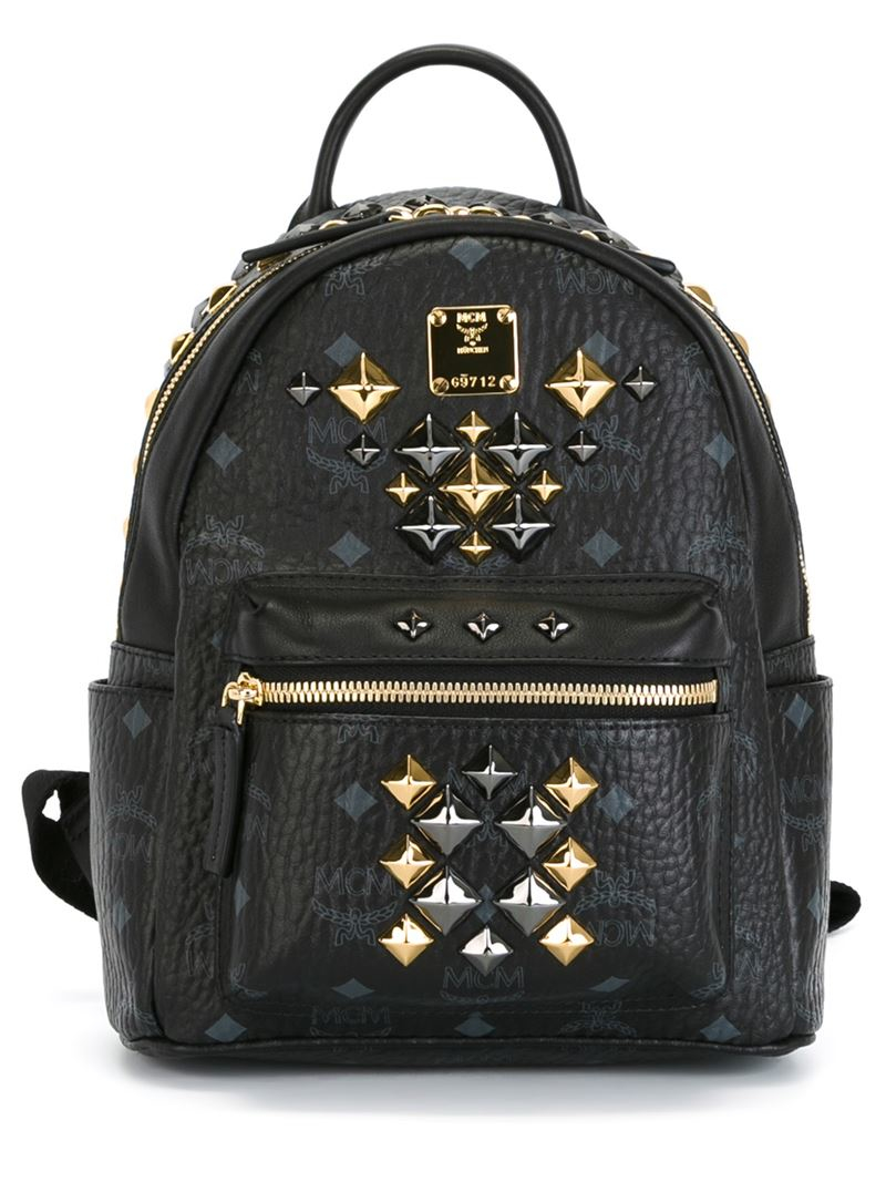 MCM Mini 'Stark Brock' Backpack in Black - Lyst