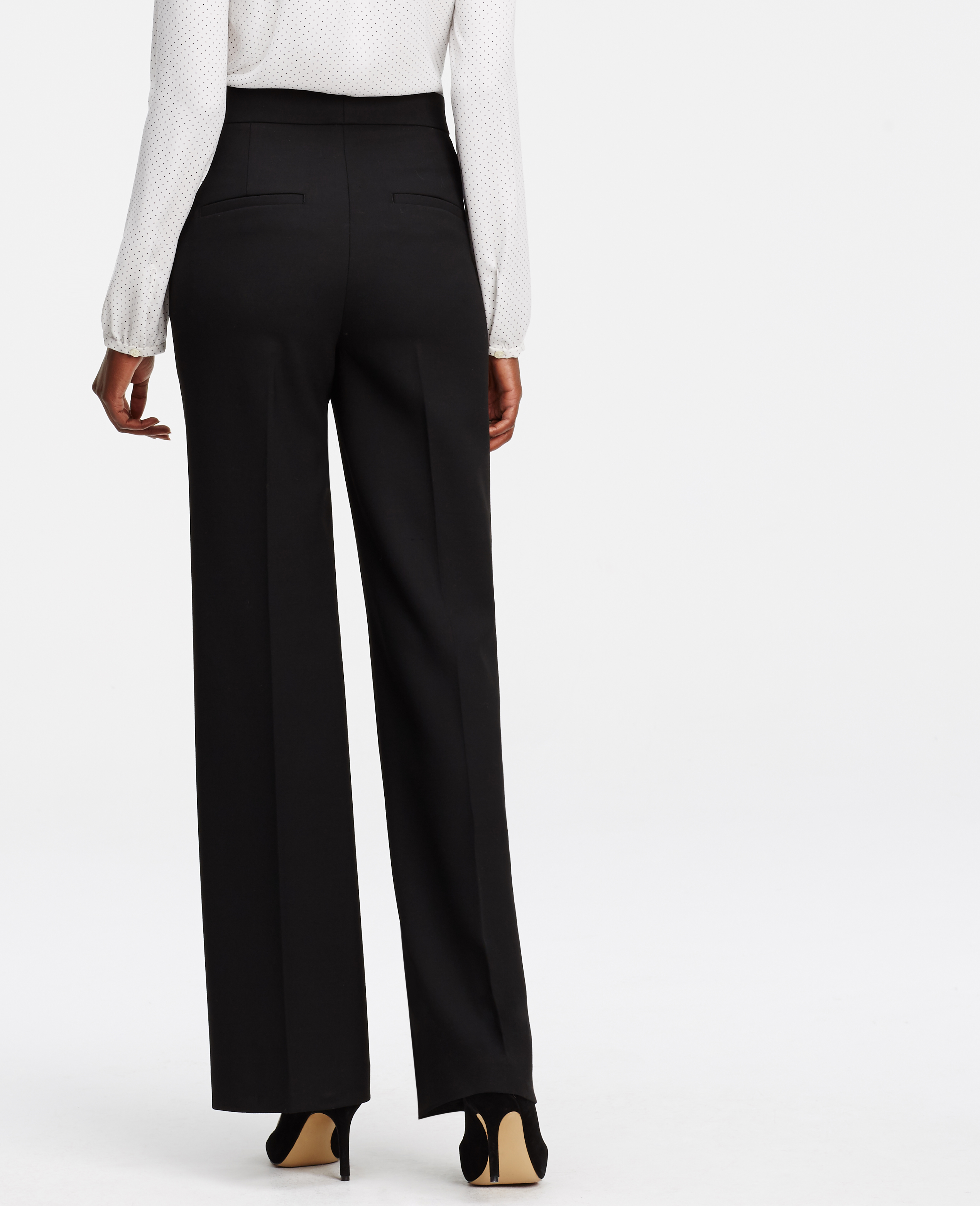 Ann Taylor Petite High Waisted Wide Leg Trousers in Black - Lyst