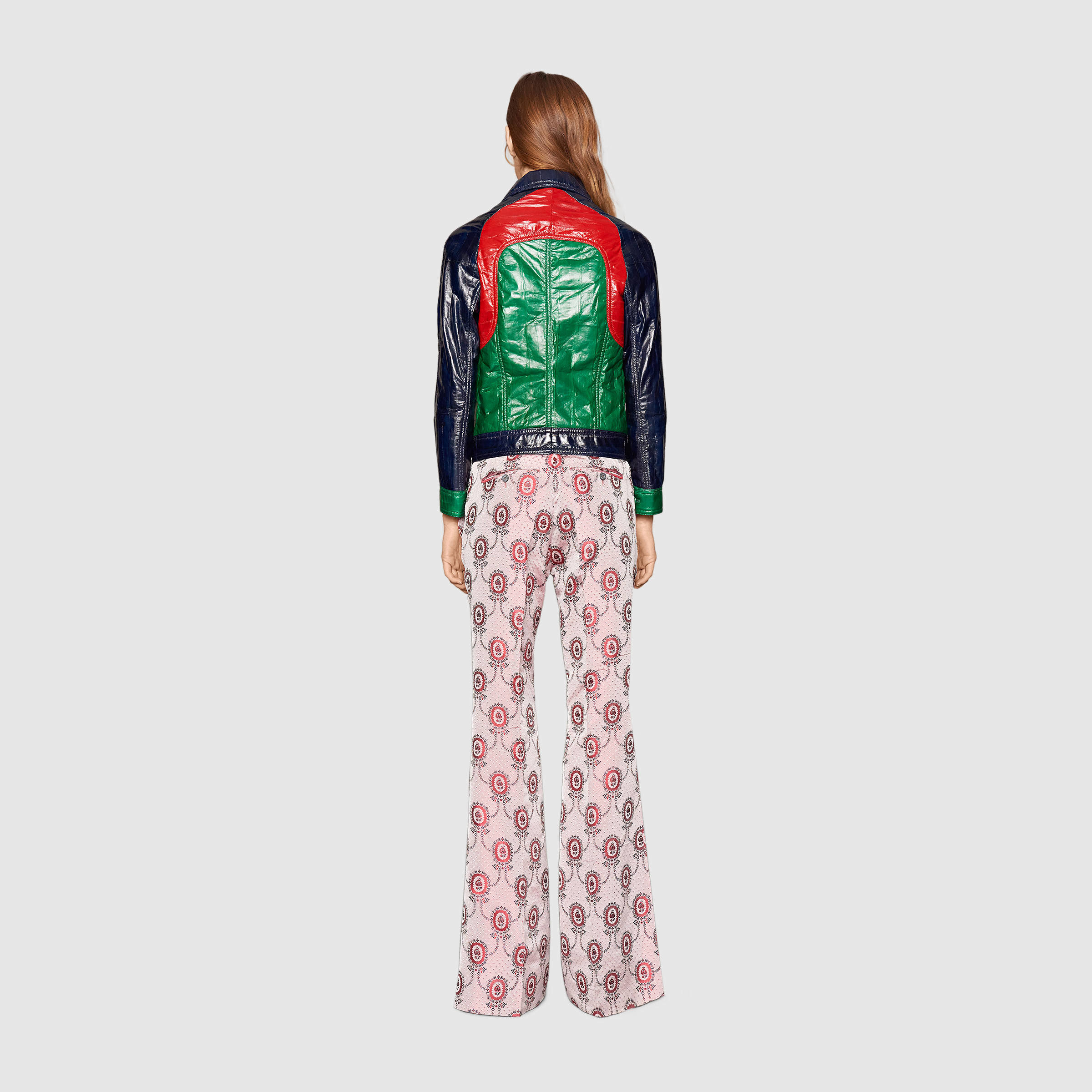 Lyst Gucci Paneled Leather Jacket in Red