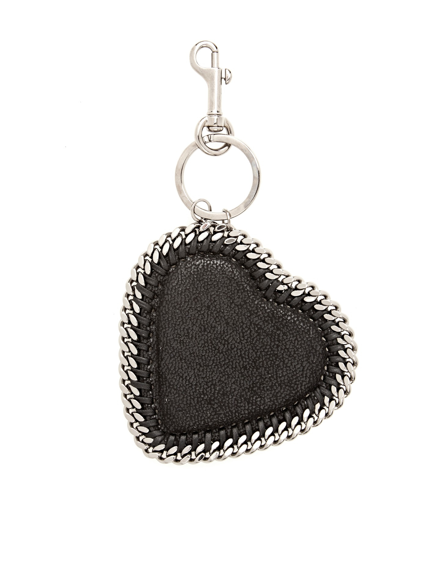 Stella McCartney Falabella Heart Key Ring in Black | Lyst