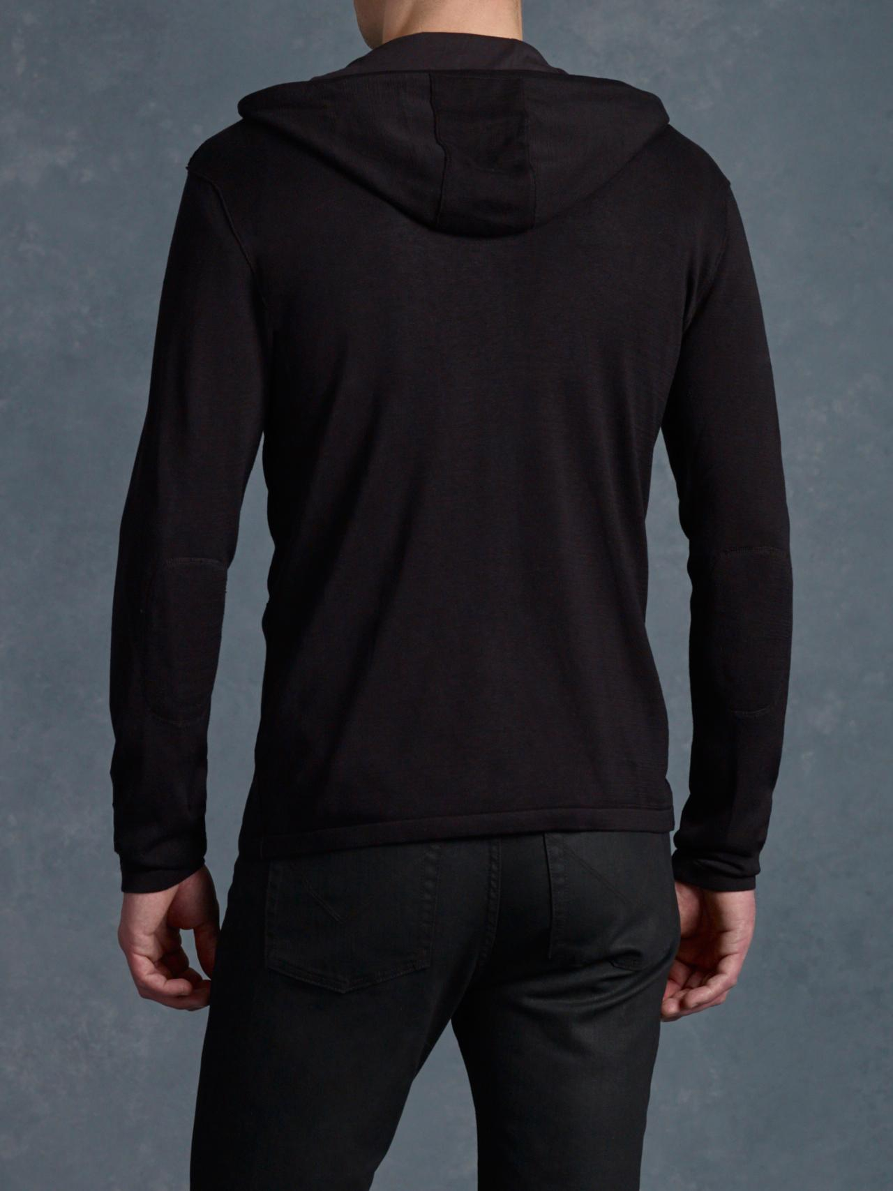 John varvatos Zip Front Hoodie Sweater in Black for Men Lyst