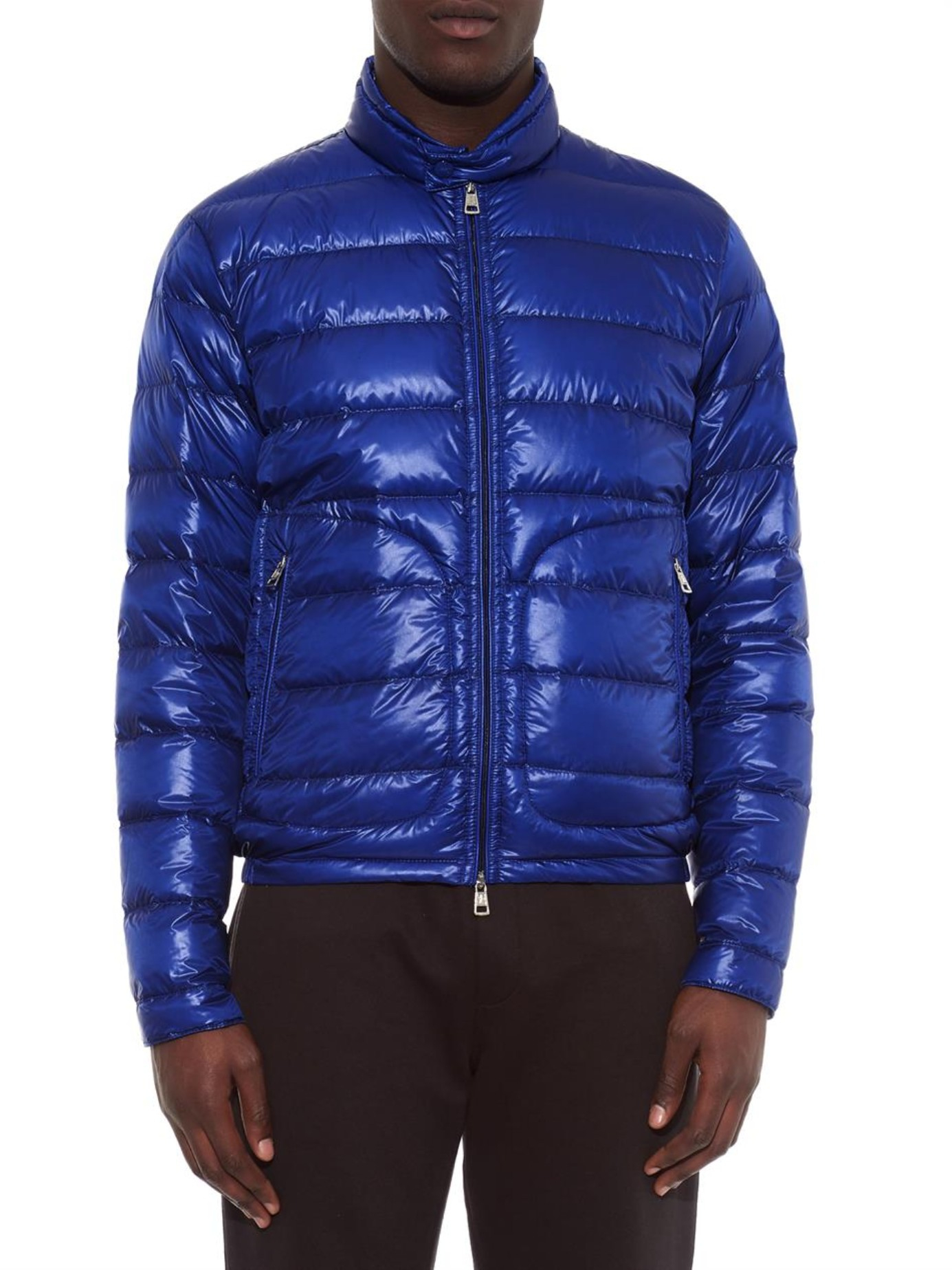 Moncler Acorus Giubbotto Quilted Down Jacket in Blue for Men - Lyst