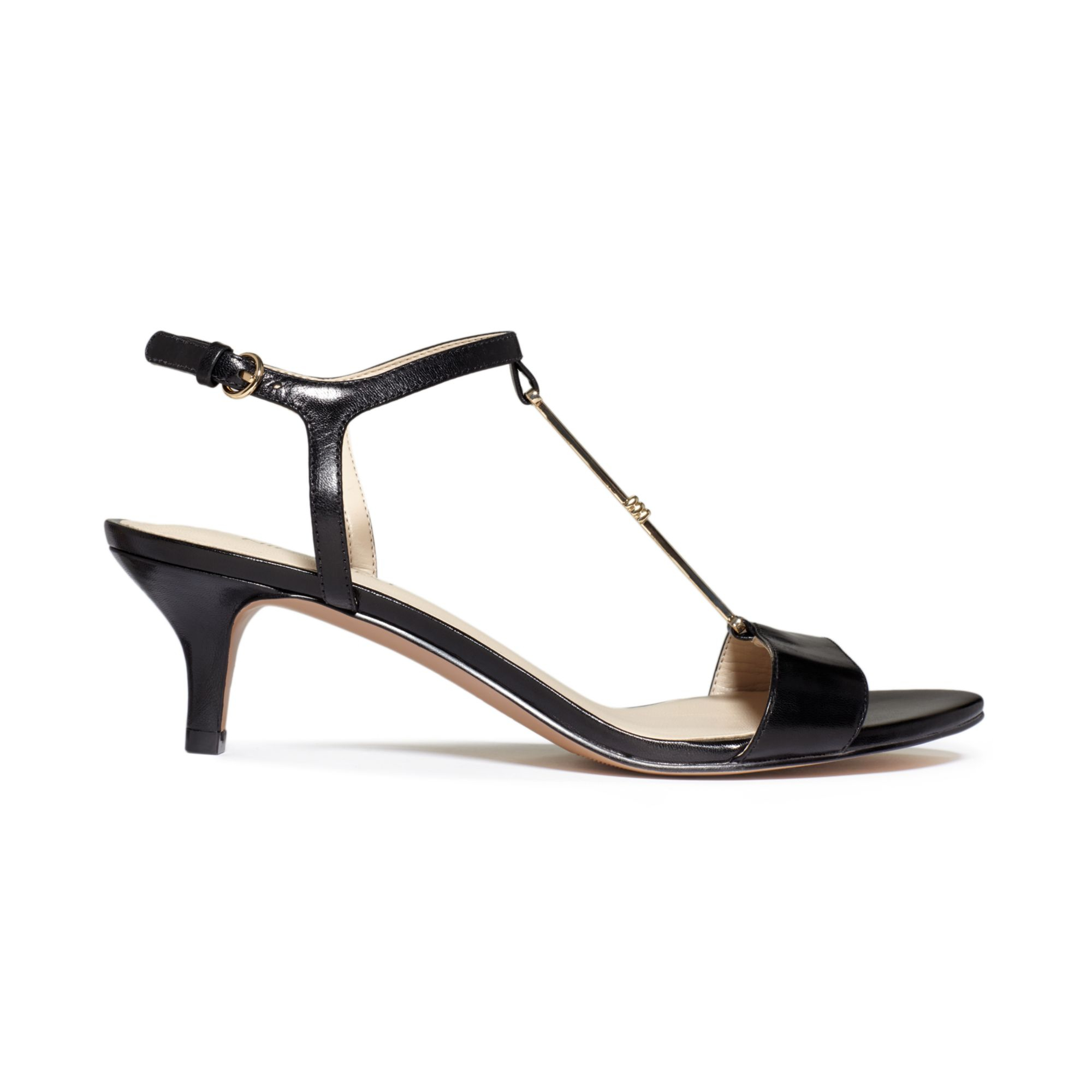 Lyst - Nine West Yeelied T-Strap Kitten Heel Sandals in Black