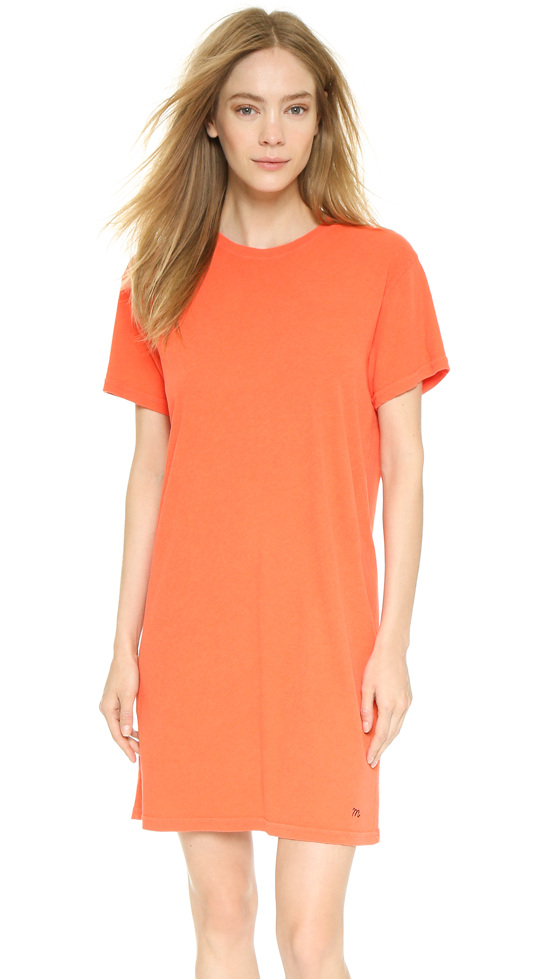 bright orange t shirt dress