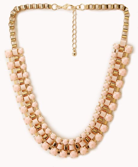 Forever 21 Color Cascade Chain Necklace in Pink (PEACH/GOLD)