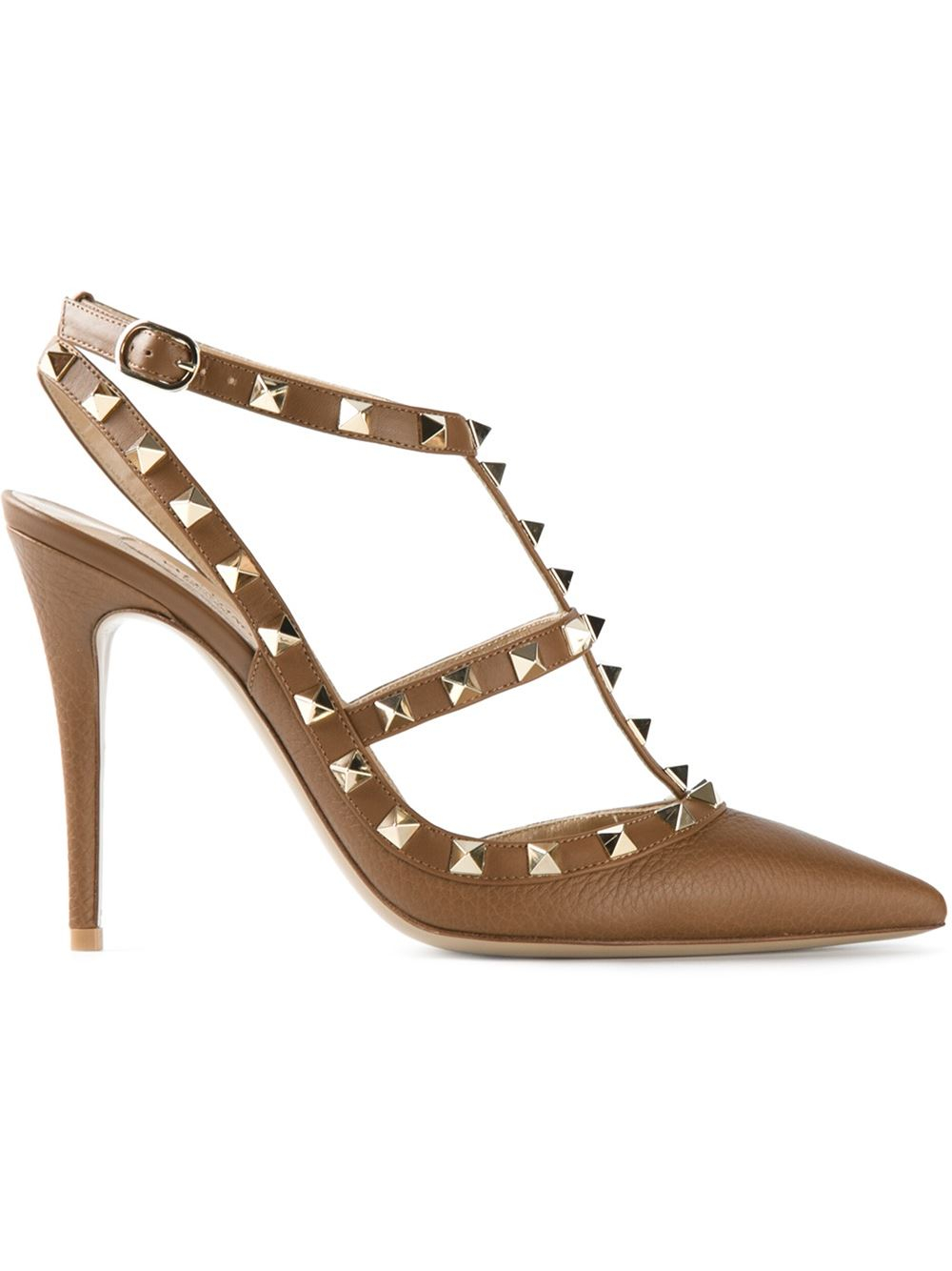 Valentino 'rockstud' Pumps in Brown | Lyst