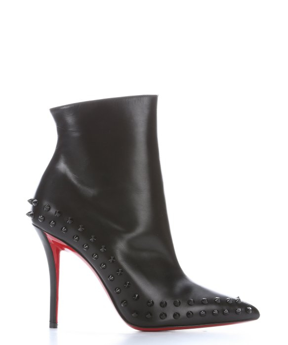 Christian louboutin Black Leather \u0026#39;Willetta 100\u0026#39; Spiked Trim Ankle ...  