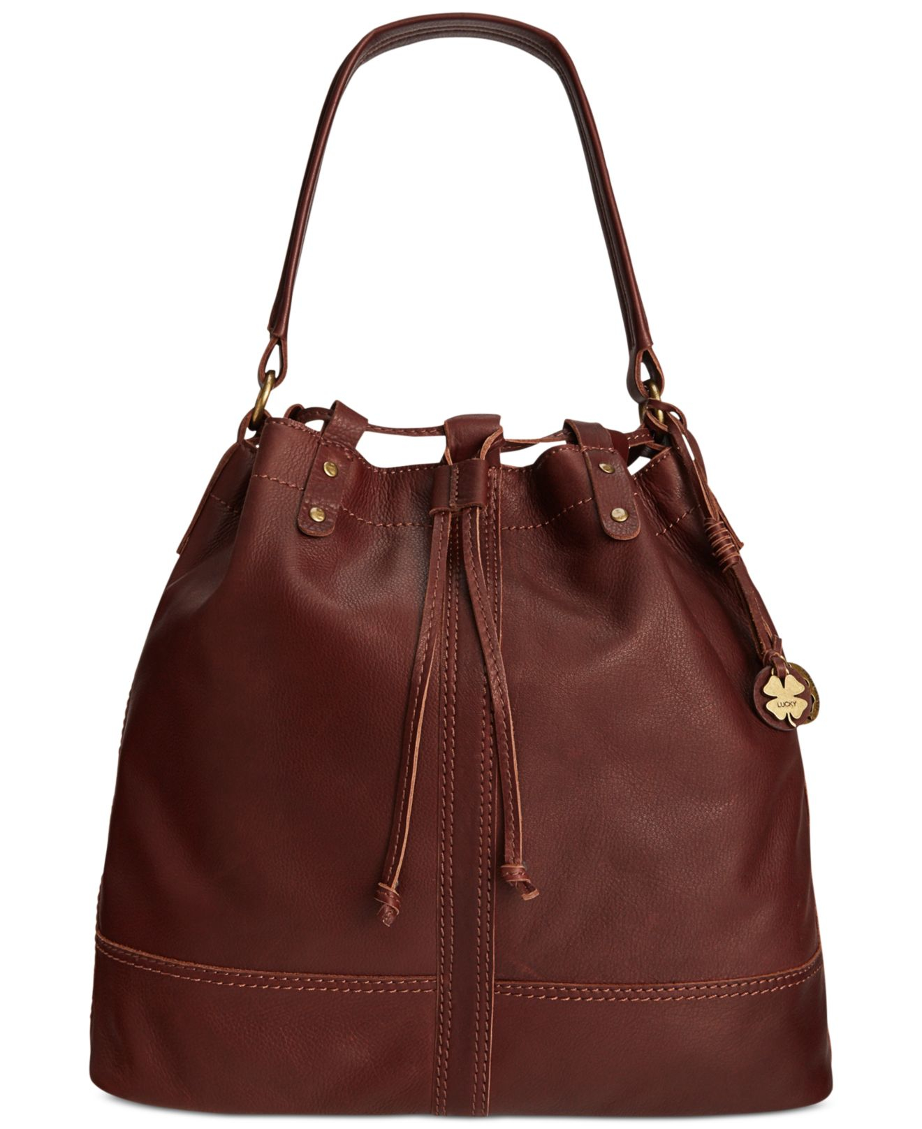 Lucky brand Carly Leather Bucket Bag in Brown Lyst