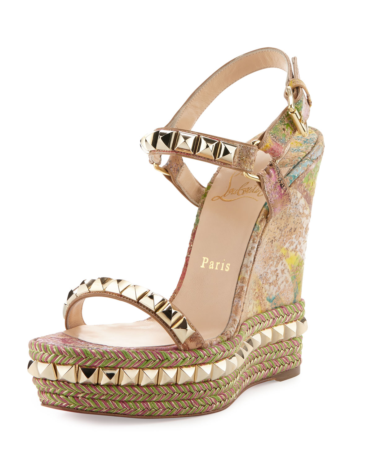 Christian louboutin Cataclou Blooming Cork Wedge Sandal in ...  