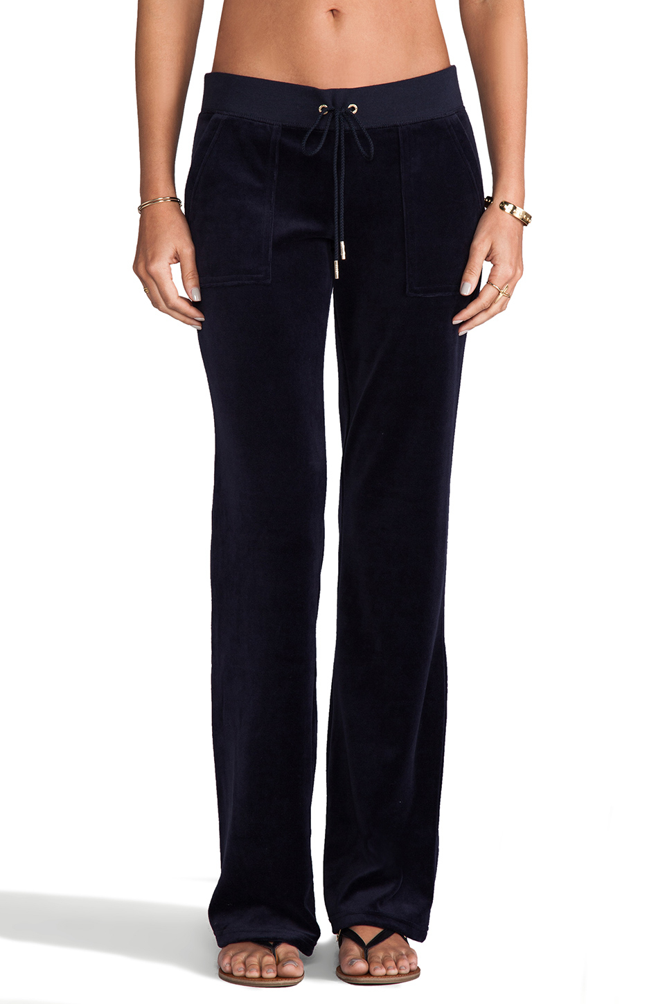 Juicy Couture J Bling Velour Bootcut Pant in Navy in Blue - Lyst