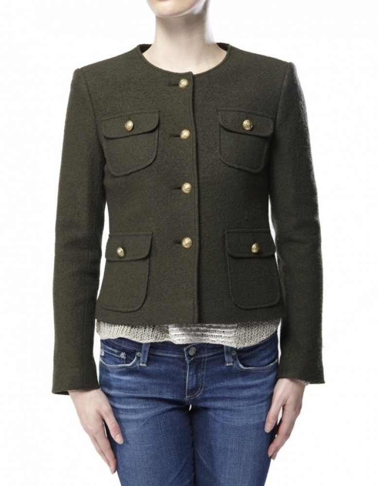 Helene berman Womens Cropped Military Jacket in Green Lyst
