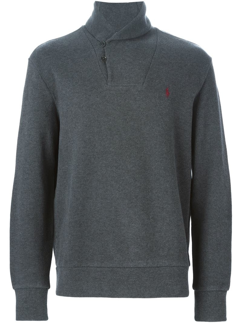 Polo Ralph Lauren Elbow Patch Sweater in Gray for Men | Lyst