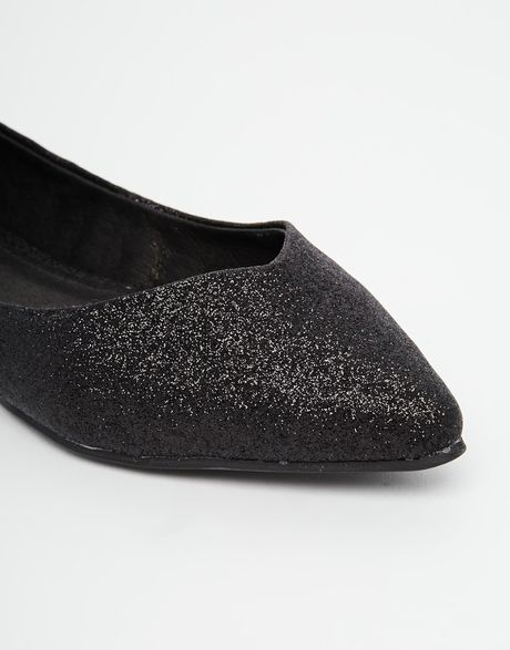 Aldo Waelle Black Glitter Ballerina Flat Shoes in Black (Blackglitter) Aldo Waelle Black Glitter Ballerina Flat Shoes in Black (Blackglitter)