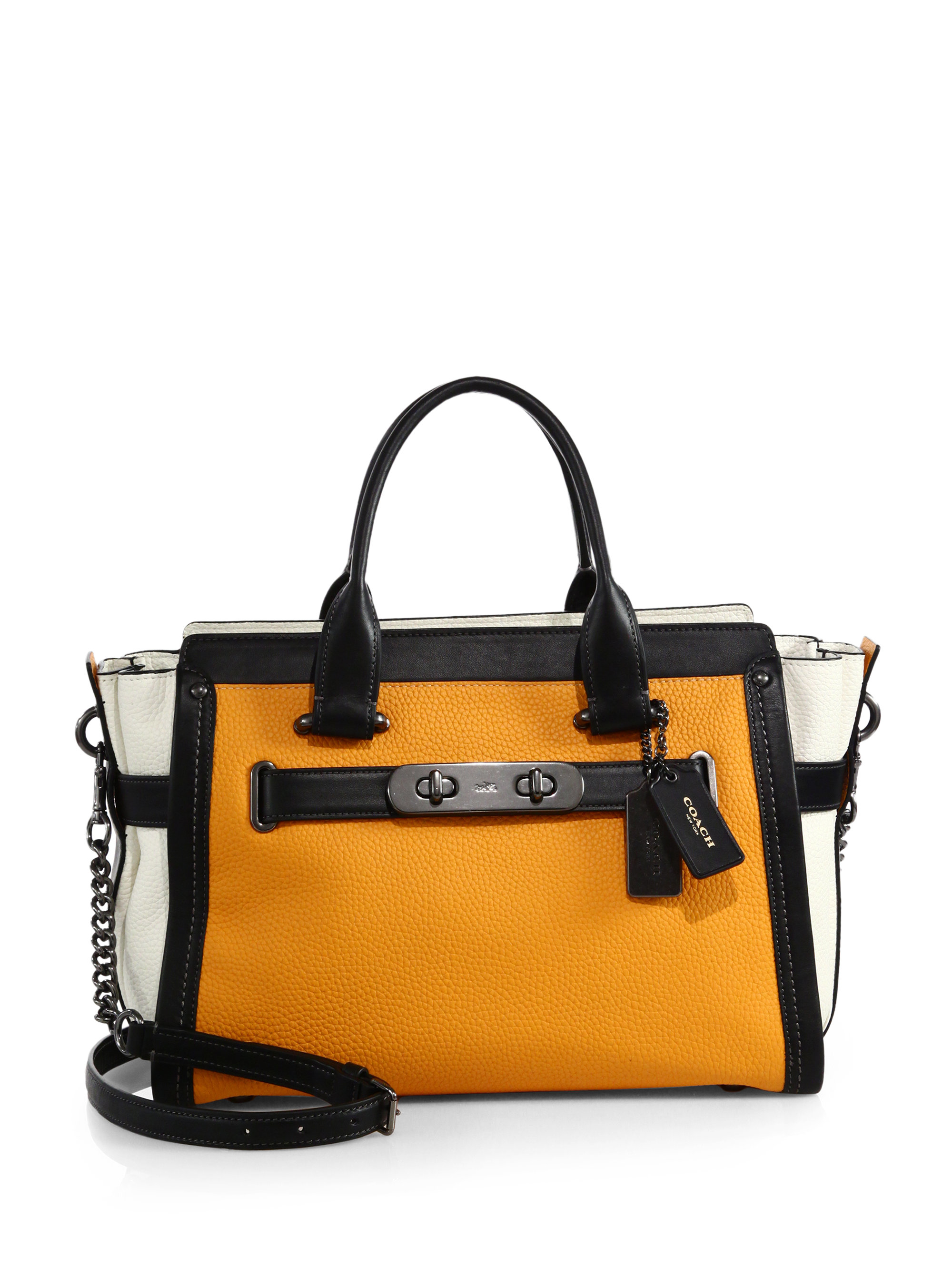 Lyst Coach Swagger Multicolor Leather Satchel In Black Gallery