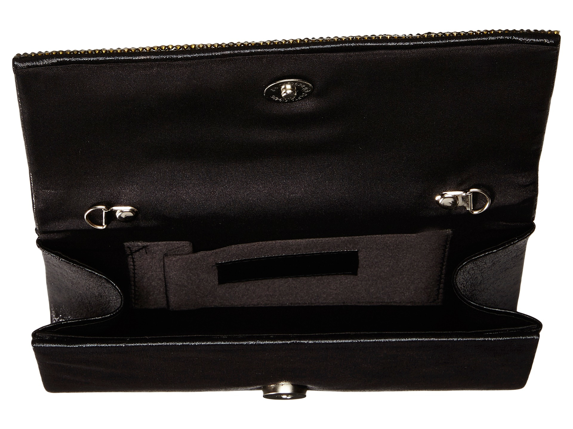 Jessica mcclintock Chloe Fold-over Crystal Clutch in Black | Lyst