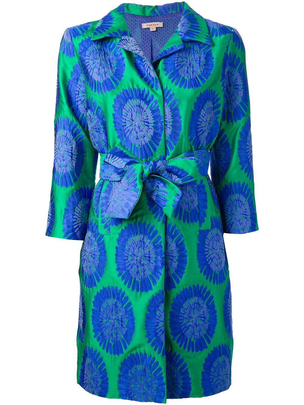 P.A.R.O.S.H. Gerard Floral Trench Coat in Green - Lyst
