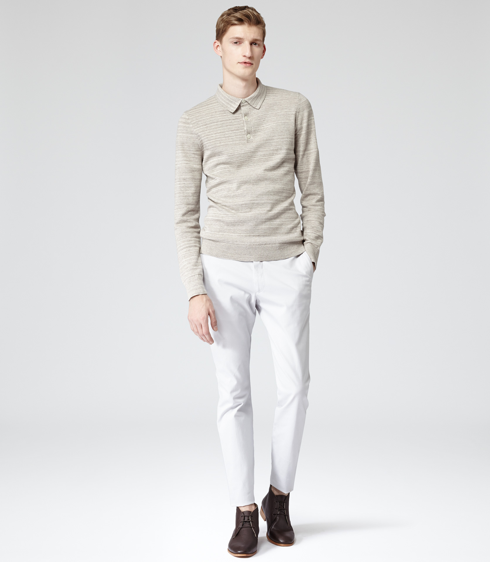 Reiss Shadow Knitted Polo Shirt in Gray for Men Lyst