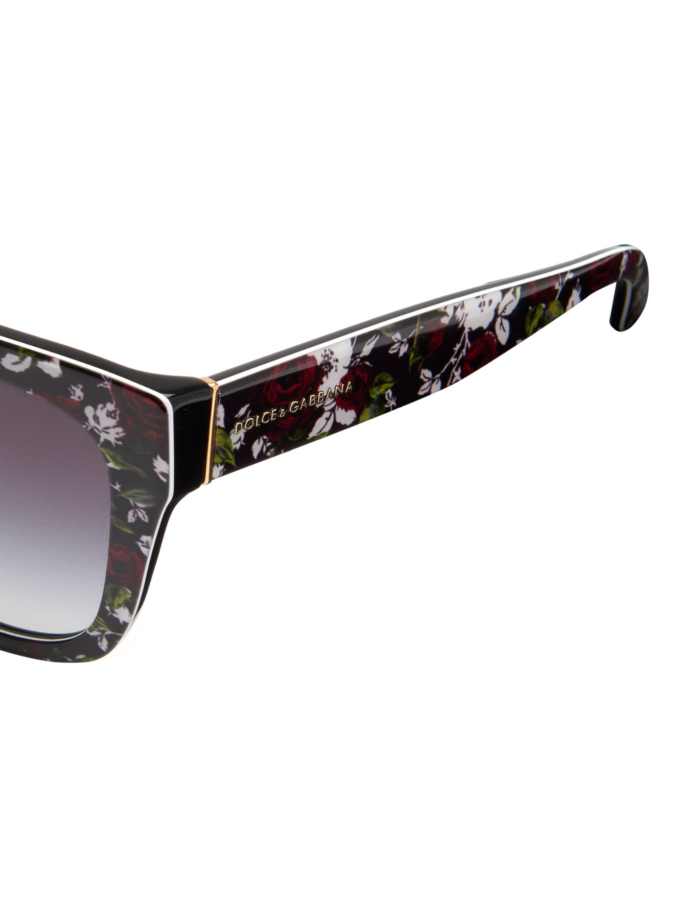 Dolce & Gabbana Rose-print Sunglasses in Black | Lyst
