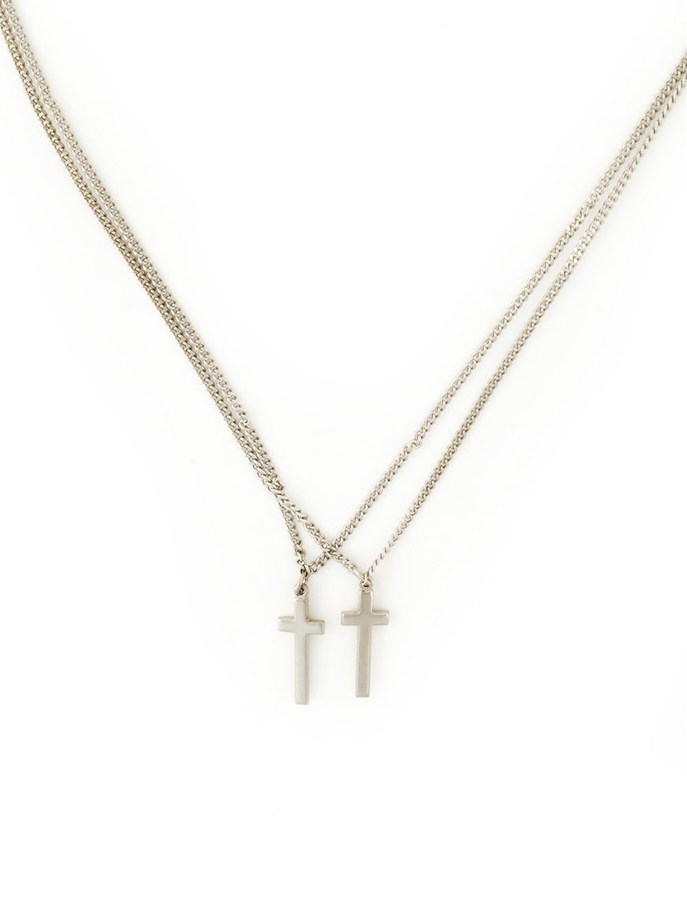 DSquared² Double Chain Cross Pendant Necklace in Metallic for Men Lyst