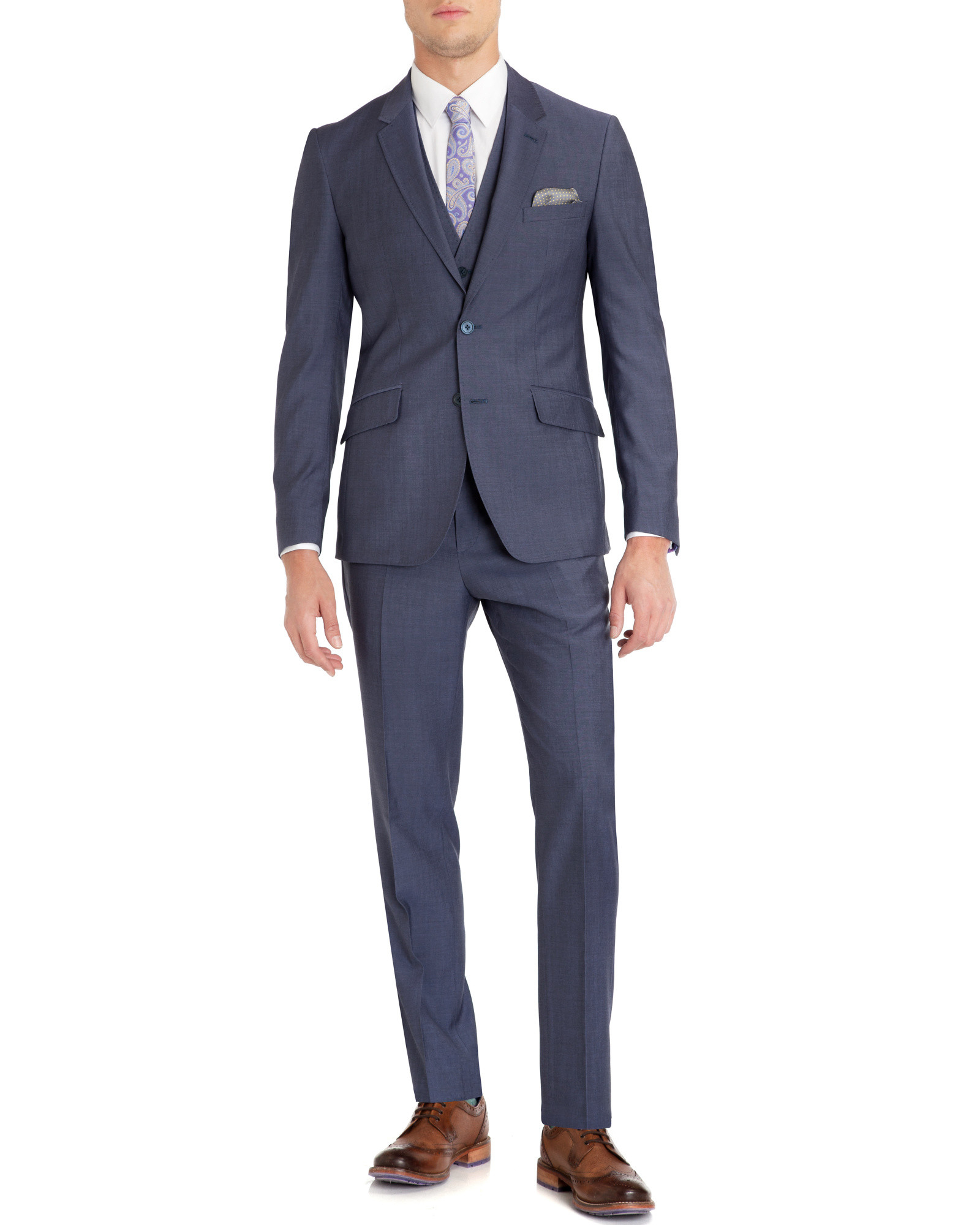Ted Baker Wool Suit Jacket in Purple for Men - Lyst