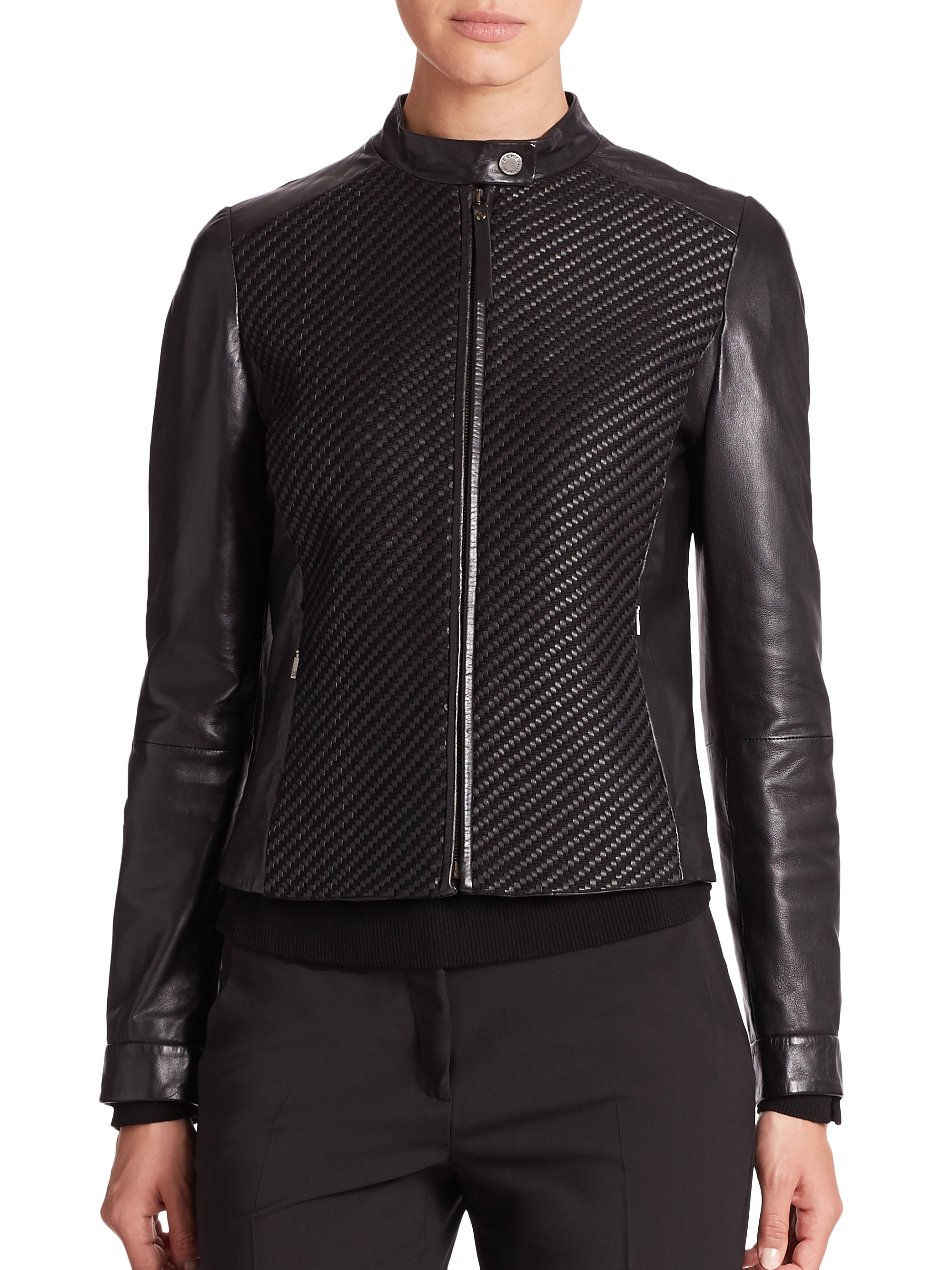Lyst - Weekend By Maxmara Placido Leather Jacket in Black