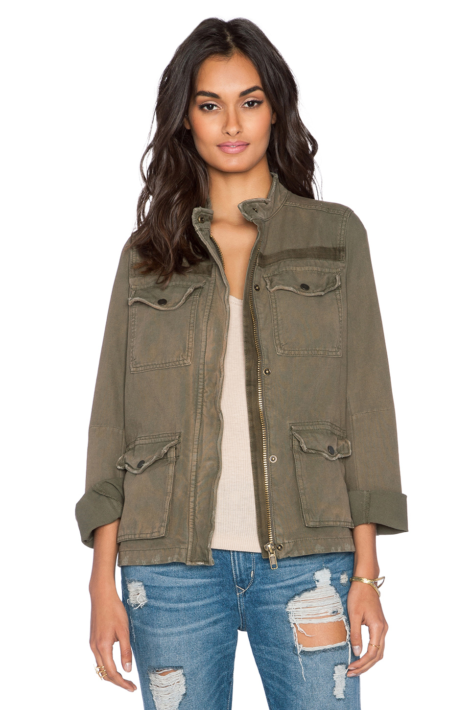 Free people Rumpled Army Jacket in Green Lyst