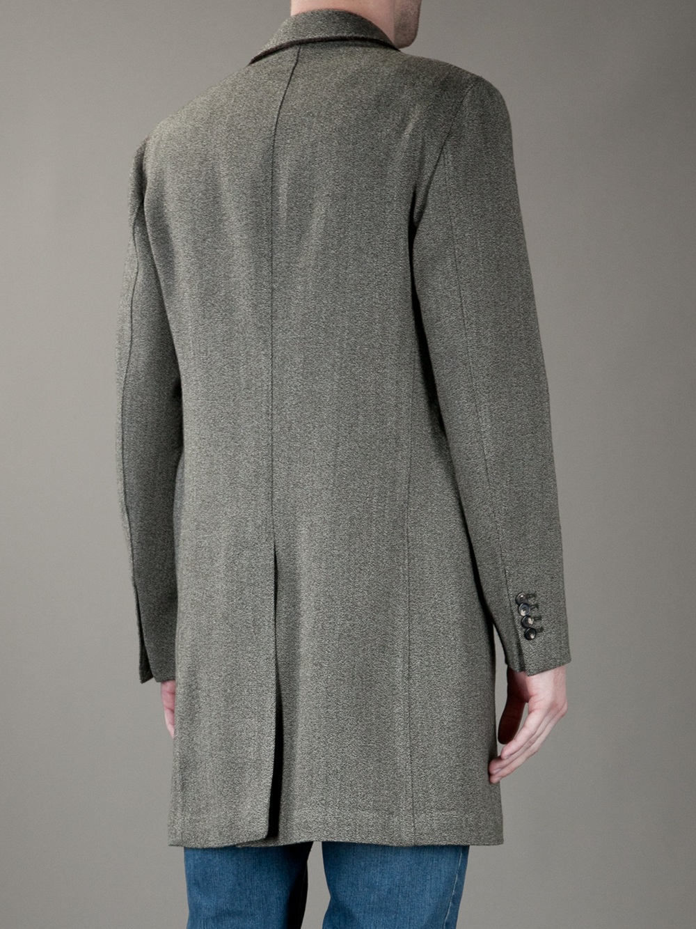 Lardini Long Wool Coat in Green for Men - Lyst