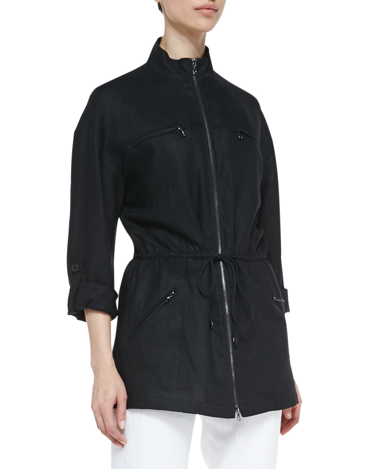 Magaschoni Easy Zipfront Drawstring Jacket in Black Lyst