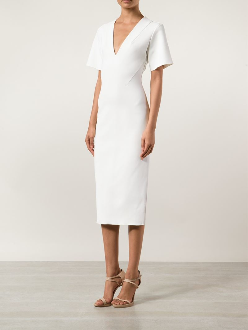 white fitted bodycon dress