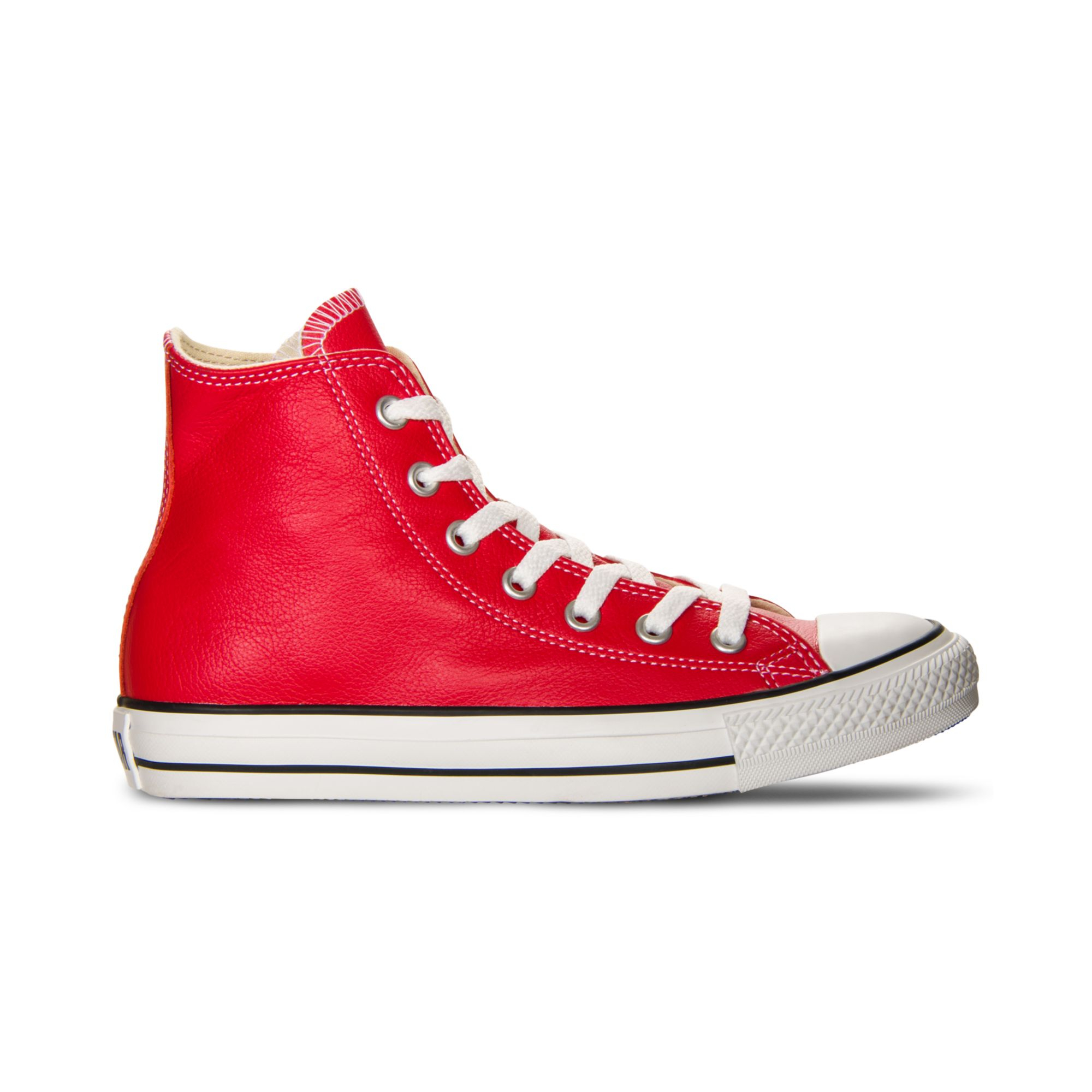 Converse Basic Leather Hi Casual Sneakers in Red for Men - Lyst