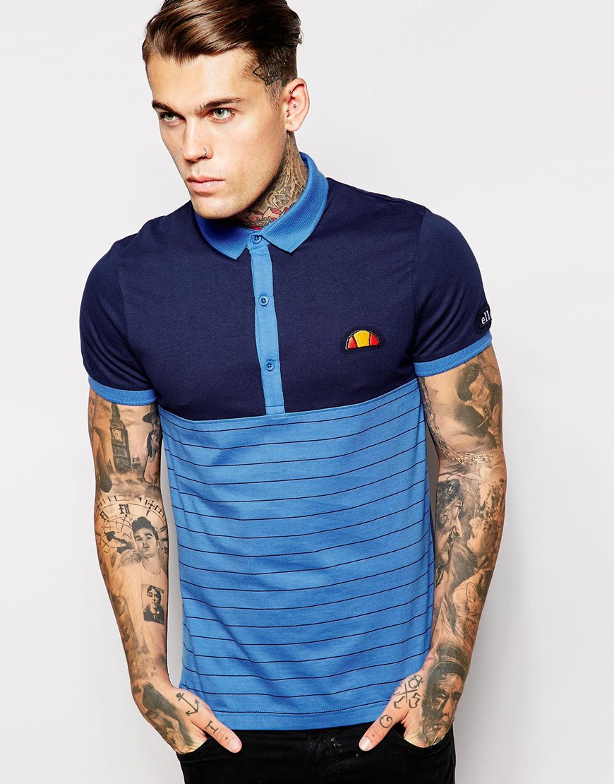 Ellesse Re-issue Striped Polo Shirt in Blue for Men | Lyst