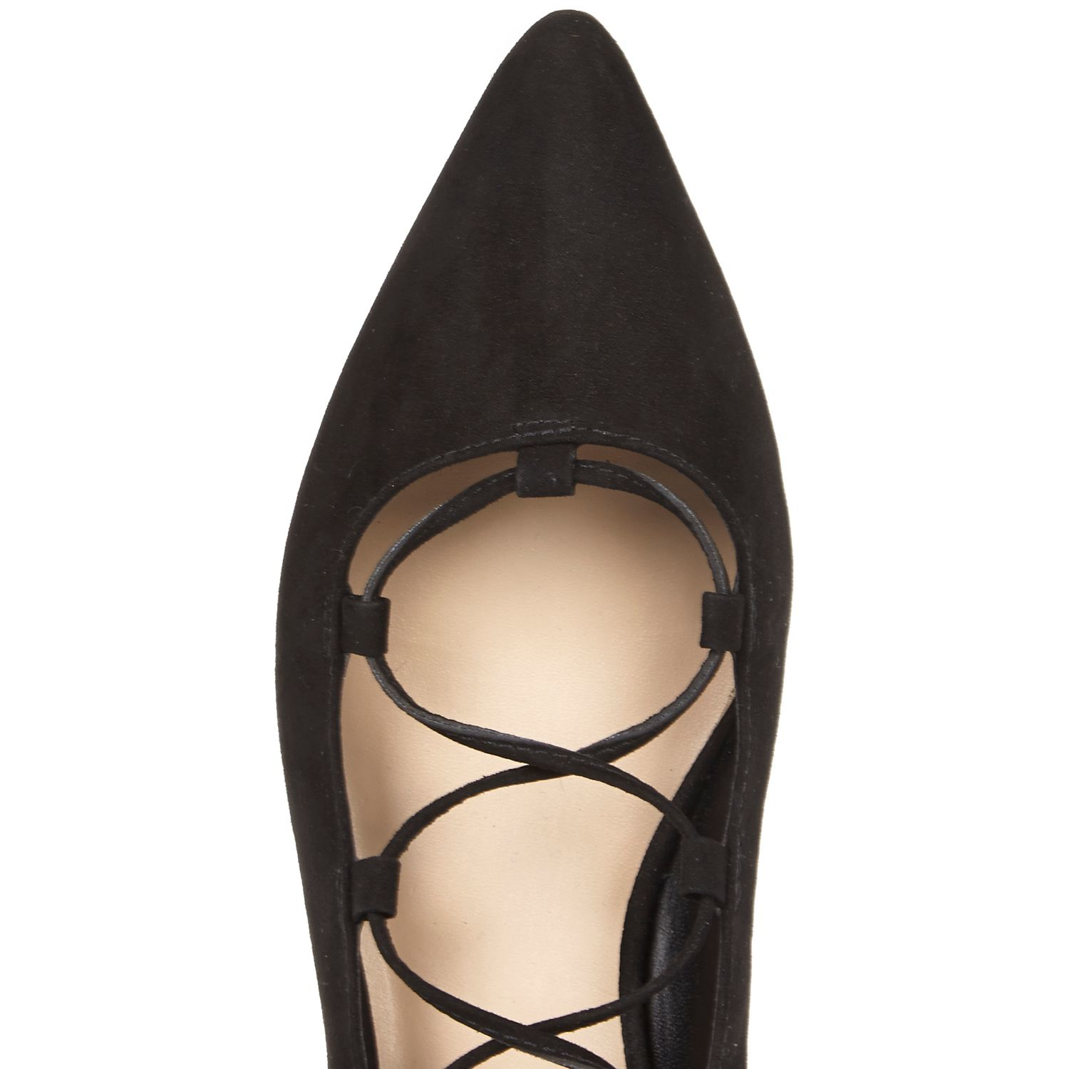 River Island Suede Black Ghillie Lace Up Pointed Flats - Lyst