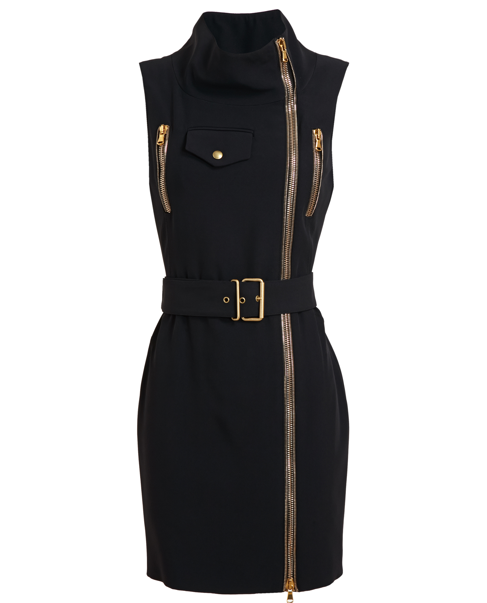 Alexander Mcqueen Belted Zip Detail Crepe Dress in Black Lyst